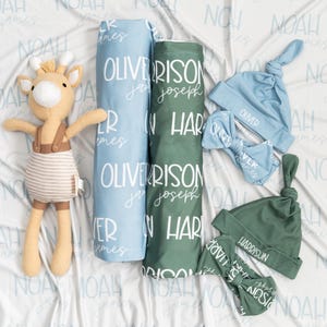 Babysittset med mössa, nyfödd filt, namnfilt, personligt namn, present till flicka, barnrum, babykläder, fotorekvisita, babyshower bild 5