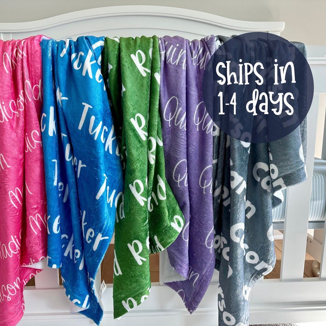 50 X 60 Minky Name Blanket Plush Personalized Baby Name Blanket Custom