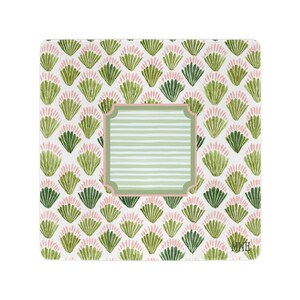 Personalized Coastal Shell Mahjong Mat Custom Monogram Playing Mat Pink and Green Grandmillennial Mahjong Gift Beach House Table Decor image 6