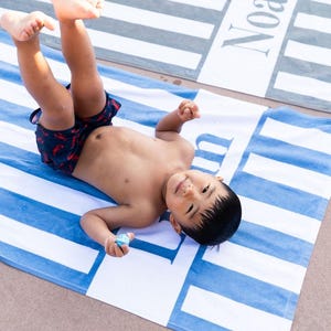 Personalized Gift Idea Custom Beach Towel Monogram Design Summer Vacation Essential Pool Accessory Perfect Present Birthday Surprise Bridesmaid Gift Option Mom Appreciation Token Girls Trip Memento High Quality Fabric Comfortable Soft