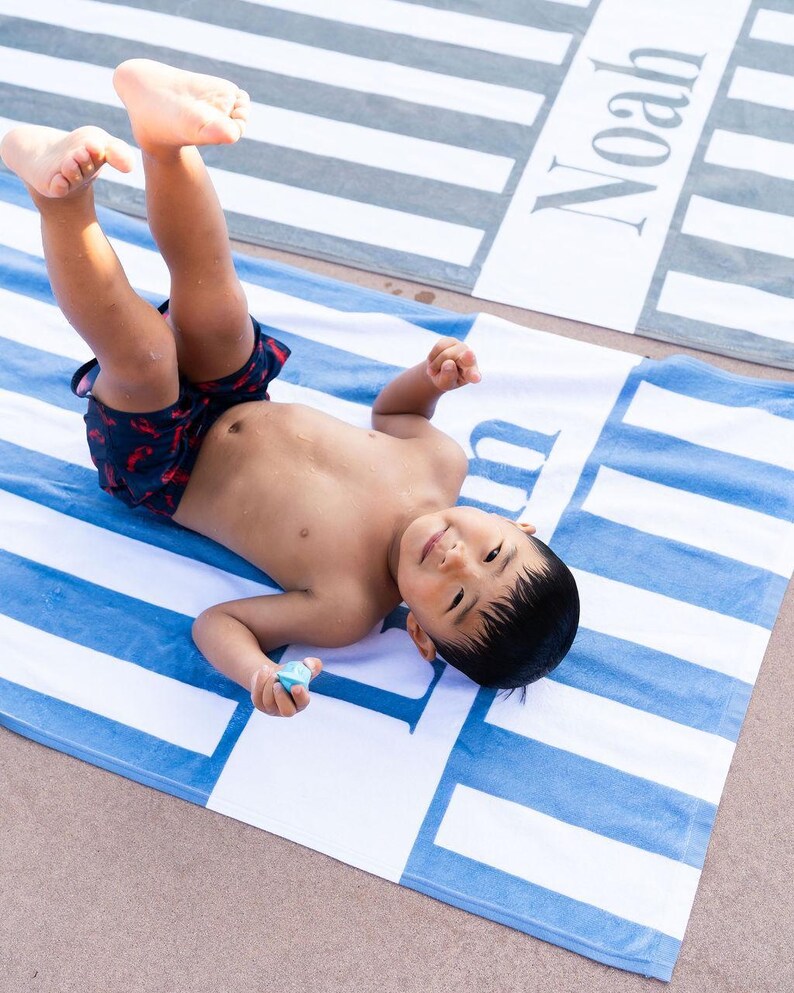Personalized Gift Idea Custom Beach Towel Monogram Design Summer Vacation Essential Pool Accessory Perfect Present Birthday Surprise Bridesmaid Gift Option Mom Appreciation Token Girls Trip Memento High Quality Fabric Comfortable Soft