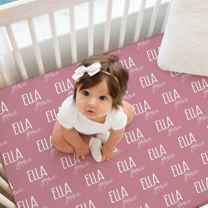 Monogrammed Crib Sheet Personalized Baby Crib Sheet Girl Baby Shower Gift Nursery Decor For New Baby Name Gift Custom Baby Shower Gift