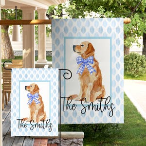 Decoração personalizada de Golden Retriever, placa de boas-vindas para quintal, exibição de animais de estimação, bandeira de jardim, presente para família, amante de cães, decoração de casa, acessório para área externa