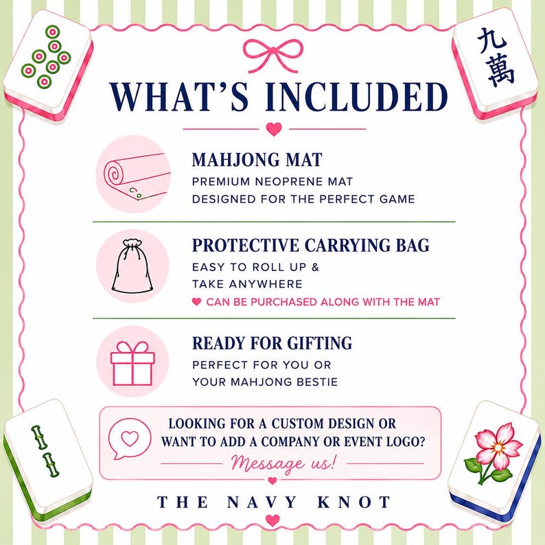 The image is a promotional poster for a product called "The Navy Knot" featuring a jade flower, a pink and white sign, and a pink and white sign with Chinese characters.
