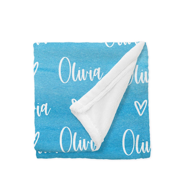 Name Blanket Blue Teal Ombre Blanket for Baby Kids Youth Etsy