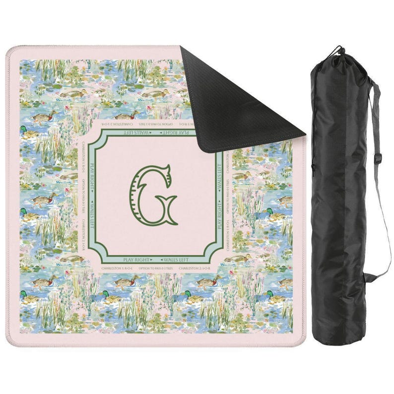 Personalized Duck Pond Mahjong Mat Custom Monogram Mahjong Table Cover Coastal Grandmillennial Mahjong Gift Southern Marsh Mahjong MM-8 image 5
