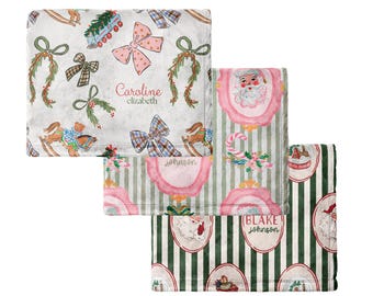 Personalized Christmas Name Blanket Custom Kids Gift Holiday Present Winter Photo Prop Kids Keepsake Custom Holiday Throw Baby Blanket Soft
