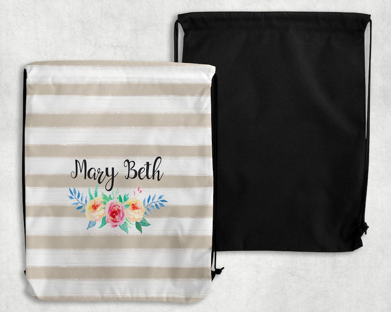 Monogrammed Gym Bag Gifts for Her and Him Personalized Bag Gifts For the Kids Floral and Sporty Designs! Personalized Drawstring Bag