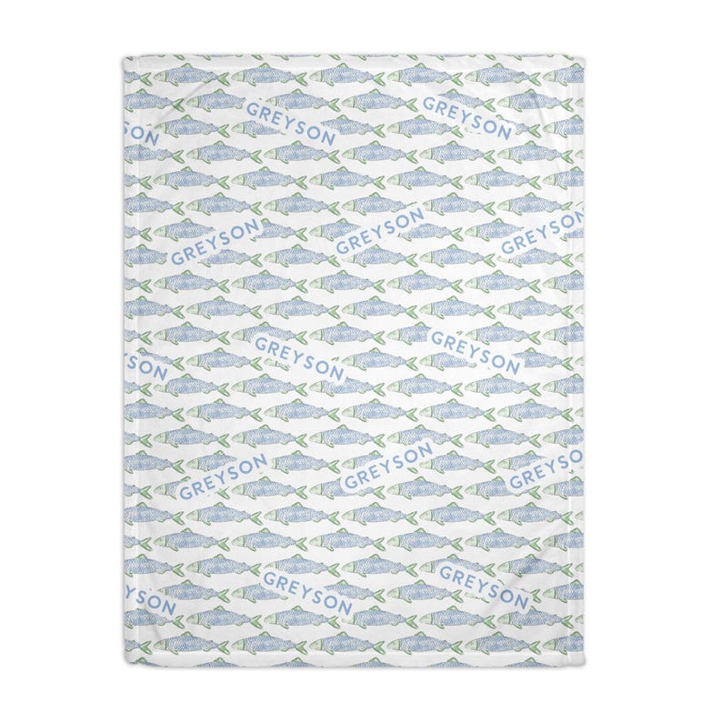 Personalized Fish Blanket Baby Boy Gift Custom Fishing Blanket Themed Kid Blanket Baby Boy Gift Fish Themed Baby Shower Gift