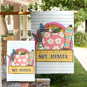 Teacher Flag Classroom Banner Sign Gift For Teacher Classroom Decor Welcome To Class Door Hanger Teacher Appreciation first day school sign
