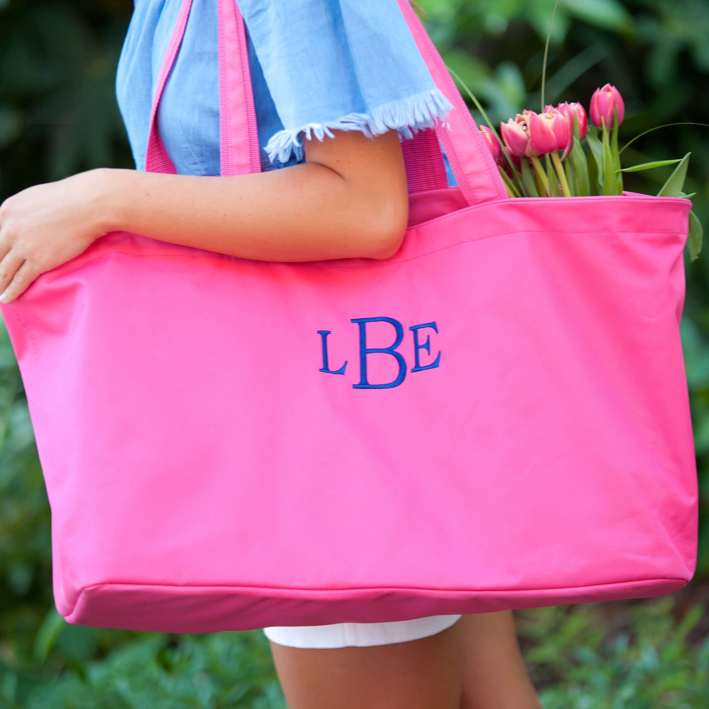 Personalized Hot Pink Ultimate Tote Beach Tote Personalized -  Denmark