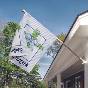 Seasonal Garden Flag Easter Bunny Design Personalized Family Name Custom Banner Spring Yard Accessory Outdoor Holiday Decoration Christian Display Element Festive Home Entrance Lawn Sign Weather Resistant Material Colorful Spring Addition