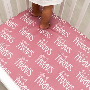 Custom Baby Crib Sheet | Monogrammed Fitted Jersey Bedding for Nursery Decor Personalized Infant Gift for Boy & Girl image 5