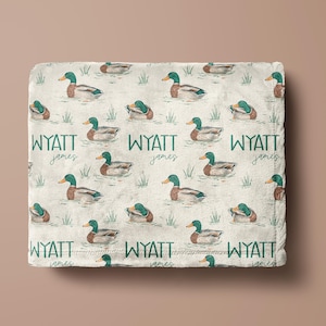 Personalized Name Blanket for Boy Name Blanket Custom Name Blanket Hunting Blanket Woodland Animals Blanket Woodland Nursery Decor Wildlife