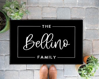 Custom Door Mat with Family Name Doormat Welcome Mat Personalized Door Rug Custom Outdoor Doormat Gift for Housewarming Custom Monogram Mat