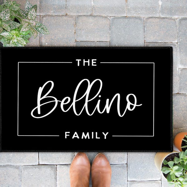 Custom Door Mat with Family Name Doormat Welcome Mat Personalized Door Rug Custom Outdoor Doormat Gift for Housewarming Custom Monogram Mat