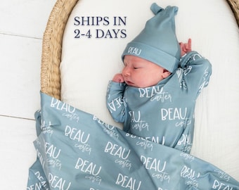 Newborn Name Swaddle Blanket baby name swaddle name announcement baby photography prop blue blanket for baby photos