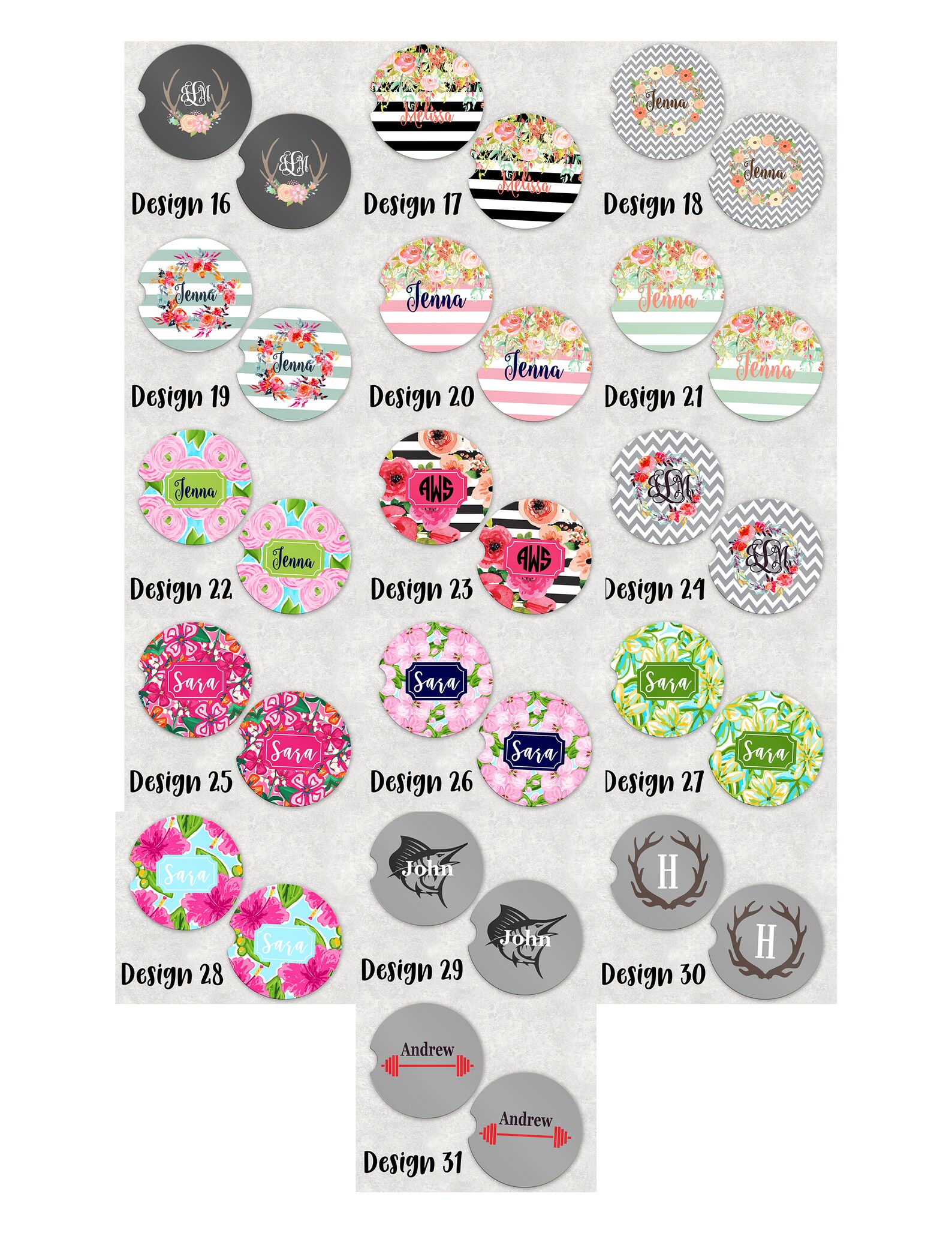 Monogrammed Car Coasters Monogrammed Coaster Set Etsy