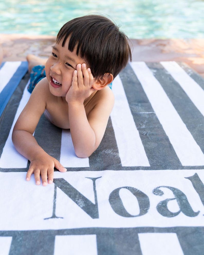 Personalized Beach Towel with Name Summer Gift for Mom Pool Accessory Vacation Essential Bridesmaid Present Birthday Idea Custom Monogram image 9