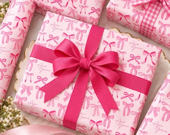 Custom Bow Girls Wrapping Paper 90gsm Fine Art Print in Matte or Glossy Finish 3 Sizes for Gift Wrapping Wraps for Celebrations