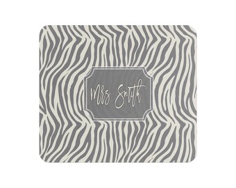 Personalized Mouse Pad - Animal Print Zebra - Personalized Mouse Pad Mousepad Mouse Pad Office Desk Accessories Cubicle Decor Coworker Gift