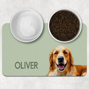 Custom Pet Photo Pet Mat Name Personalized Dog Portrait Food Mat Personalized Dog Placemat Custom Dog Bowl Mat Personalized Pet Mat