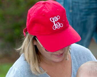 Personalized Red Cap, Adult Cap, Cute Hat, Monogrammed Baseball Cap