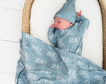 Newborn Name Blanket Bundle Blanket Newborn Coming Home Outfit Photo Props Baby Name Announcement Sign Baby Shower Gift Newborn Blanket