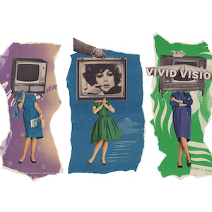 Vivid Vision Vintage TV Collage Print, 11&quot; x 14&quot;