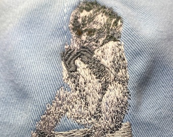 Embroidered Monkey Baseball Cap: Garment-Washed Cotton Twill