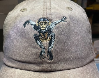 Spider Monkey Jumping Embroidered Hat, Dad Mom Cap, Monkey Hat, Baseball Hat