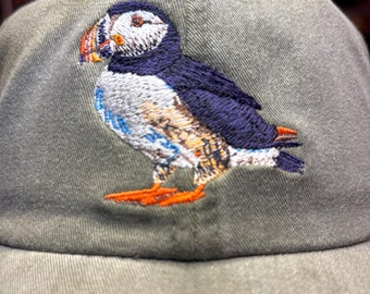 Puffin Bird Embroidery Baseball Cap - Animal Lover Gift