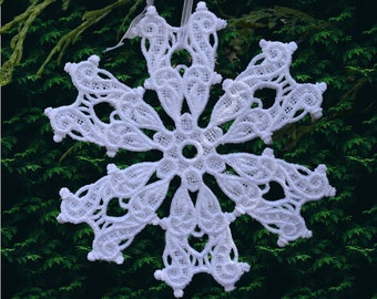 3D Christmas Tree Decoration Lace Ornament Snowflake / about 5.5in x 5.5in / Free Standing Lace / Pick Your Color / White usually in Stock