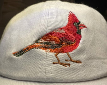 Cardinal Embroidered Baseball Hat, Embroidered Gift for Bird Lovers, Walking Cap, Nature Hat, Hiking Hat