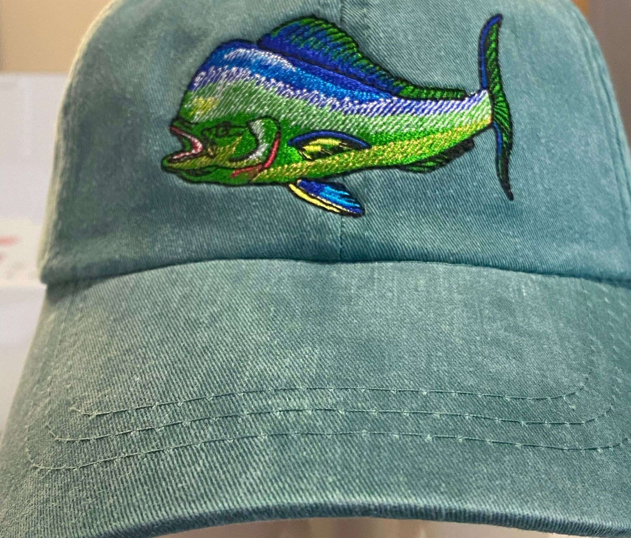 Mahi Mahi Embroidered Baseball Hat with Adjustable Strap, Sport Fishing  Hat, Ocean Fishing Cap, Select your hat color