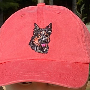 Black German Shepard Embroidered Baseball Hat, Pet Baseball Cap