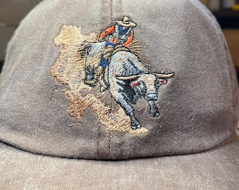 Bull Riding Embroidered Hat, Dad Mom Cap, Rodeo Hat, Baseball Hat