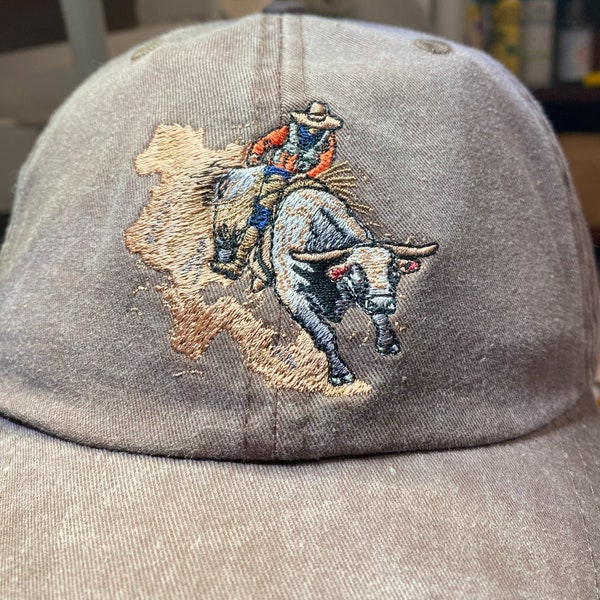 Bull Riding Embroidered Hat, Dad Mom Cap, Rodeo Hat, Baseball Hat