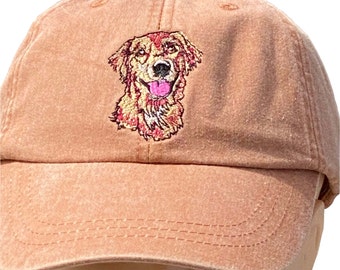 Golden Retriever Embroidered Baseball Hat, Pet Hat, Dog Cap