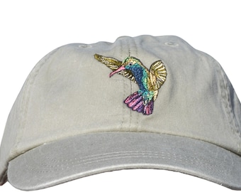 Embroidered Broadbill Hummingbird Baseball Cap - Bird Lover Gift