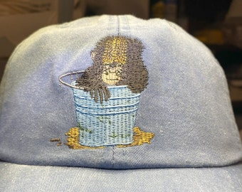 Baby Gorilla in a Bucket Embroidered Hat, Dad Mom Cap, Monkey Hat, Baseball Hat, Baby Gorilla taking a Bath