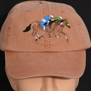 Embroidered Horse Racing Cap: Garment-Washed Cotton Twill Baseball Hat