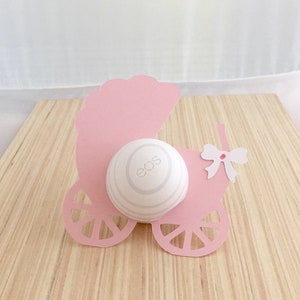 12 EOS baby shower lip balm holders baby carriage,EOS party favor,Lip balm party favor,Baby carriage,EOS lip balm holder,baby pink color
