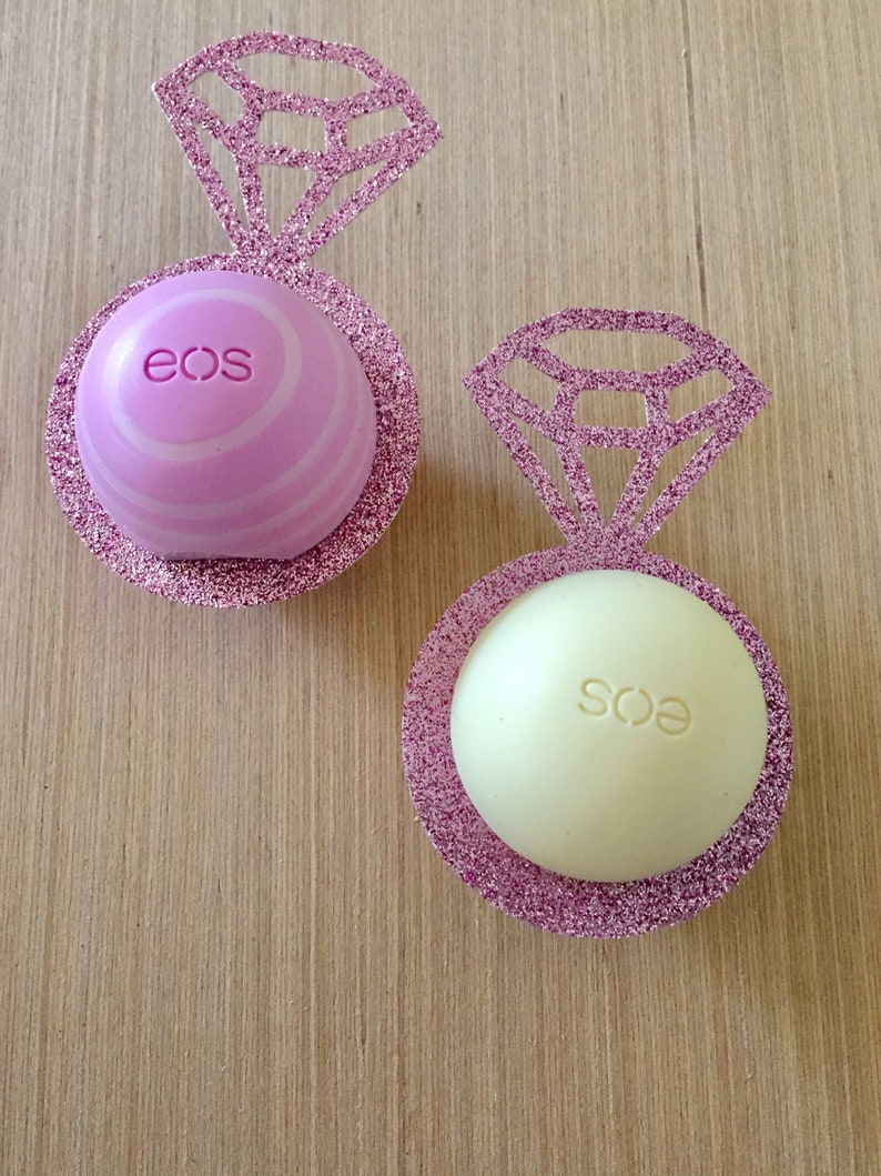 Set of 12 EOS bridal shower lip balm holders pink glitterEOS Etsy