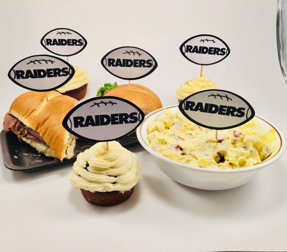 Las-Vegas Raiders Party Decorations,Birthday Party Supplies for Football Raiders Party Supplies Includes Banner - Cake Topper - 12 Cupcake Toppers 