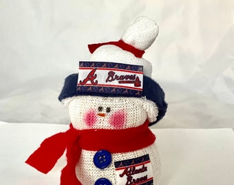 Atlanta Braves,Atlanta Braves,Snowman,Atlanta Braves clothing,Atlanta Braves fan gift,Gift for Braves fan,Braves decor,Braves,sock snowman