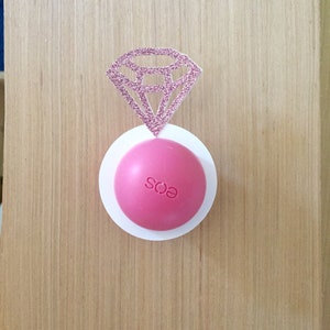 12 EOS bridal shower lip balm holders,pink glitter and white,EOS party favor,Lip balm party favor,EOS wedding shower favor,lip balm holder