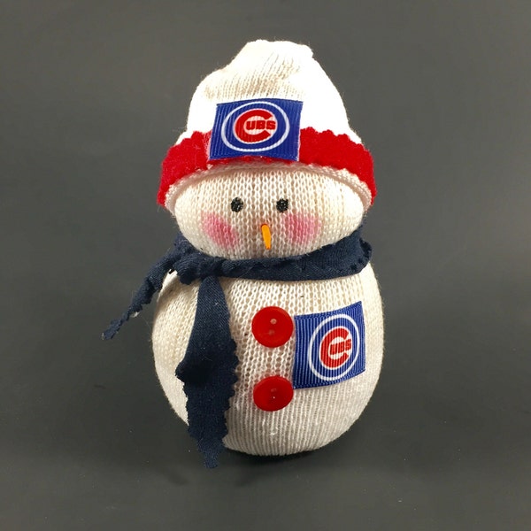 Chicago Cubs,Cubs Collectible,Chicago Cubs Decor,Cubs Accessory,Chicago Cubs fan gift,Gift for Chicago Cubs fan,sock snowman,sports snowman
