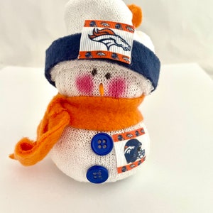 Denver Broncos,Denver Broncos gift,Denver Broncos collectible,Denver Bronco accessory,Denver Broncos snowman,Denver Broncos fan,sock snowman image 1