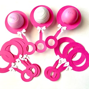 EOS baby shower lip balm holders set of 12,Baby shower favors,baby shower thank you,Baby rattle,Lip balm holder,Baby shower,fuchsia holder